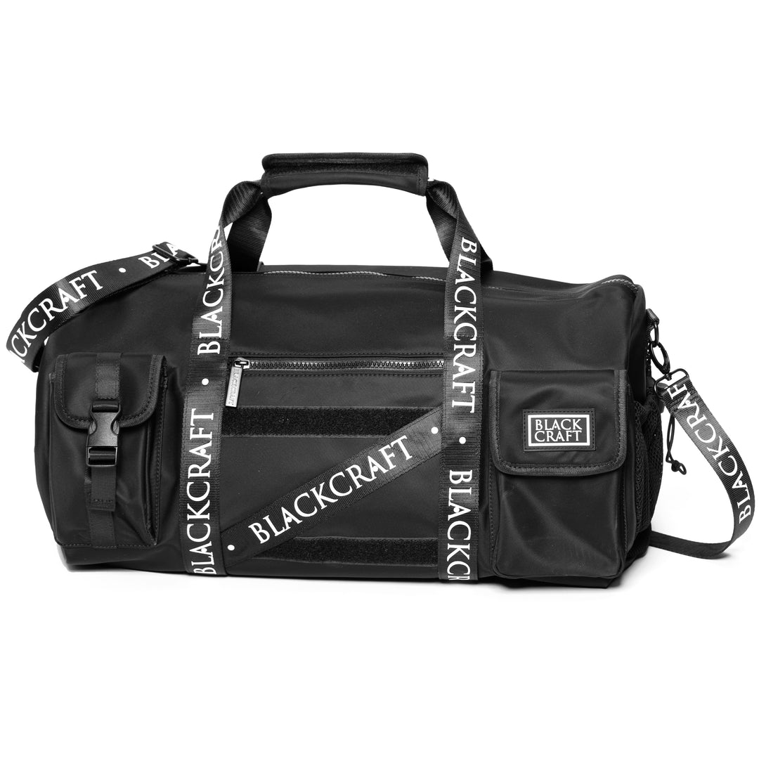 Black nylon duffel bag with Blackcraft rubber logo. 