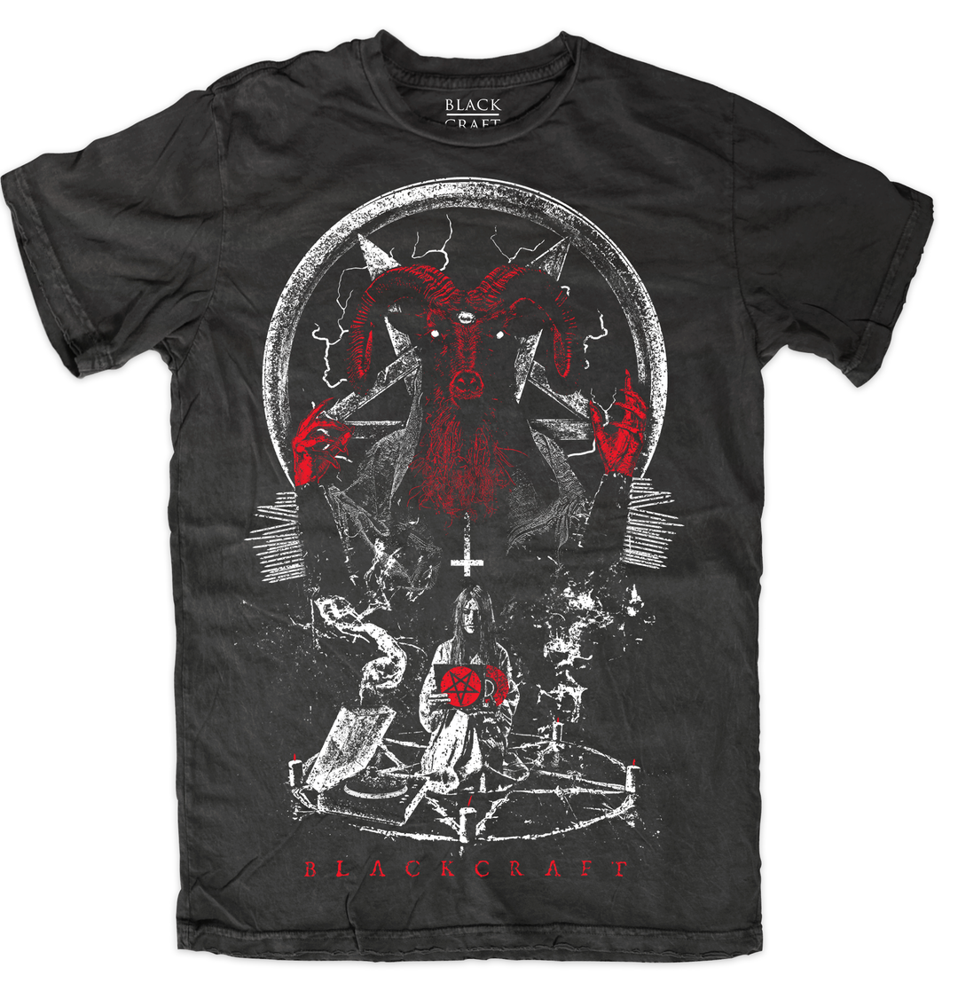 A classic black cotton tee shirt with custom Blackcraft artwork on the front. 