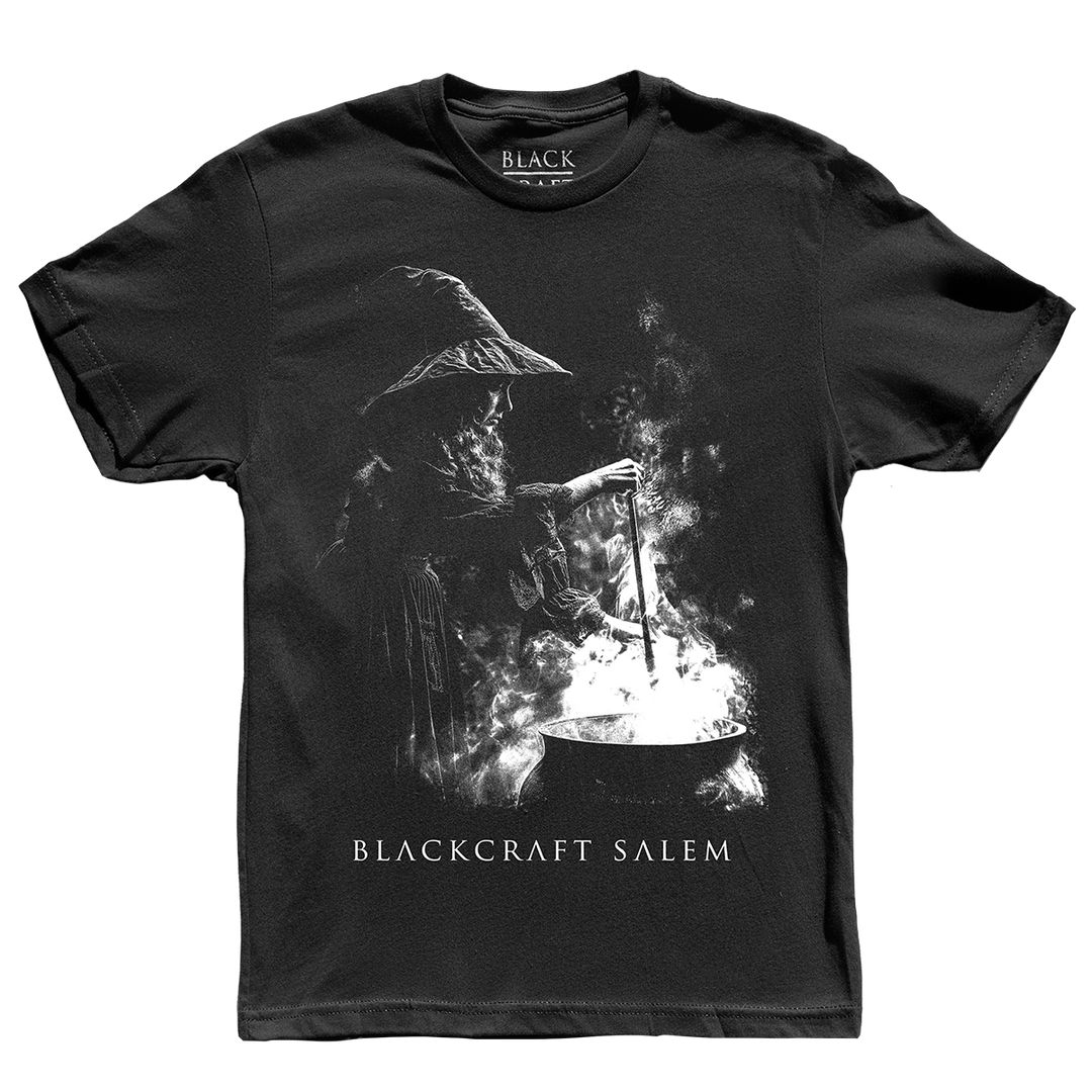 A classic black cotton tee shirt with custom Blackcraft artwork on the front and back. 