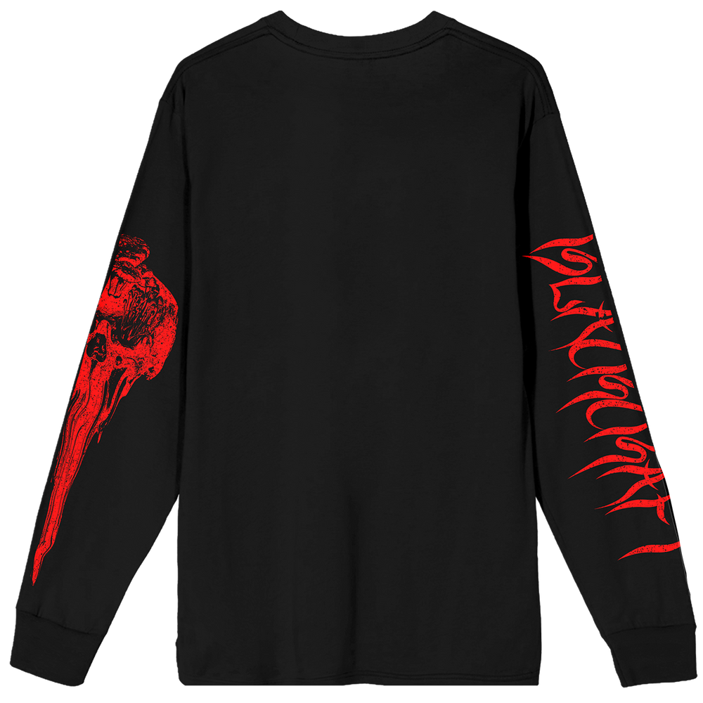 A classic black cotton long sleeve tee shirt with custom Blackcraft artwork on the front and along the sleeves. 