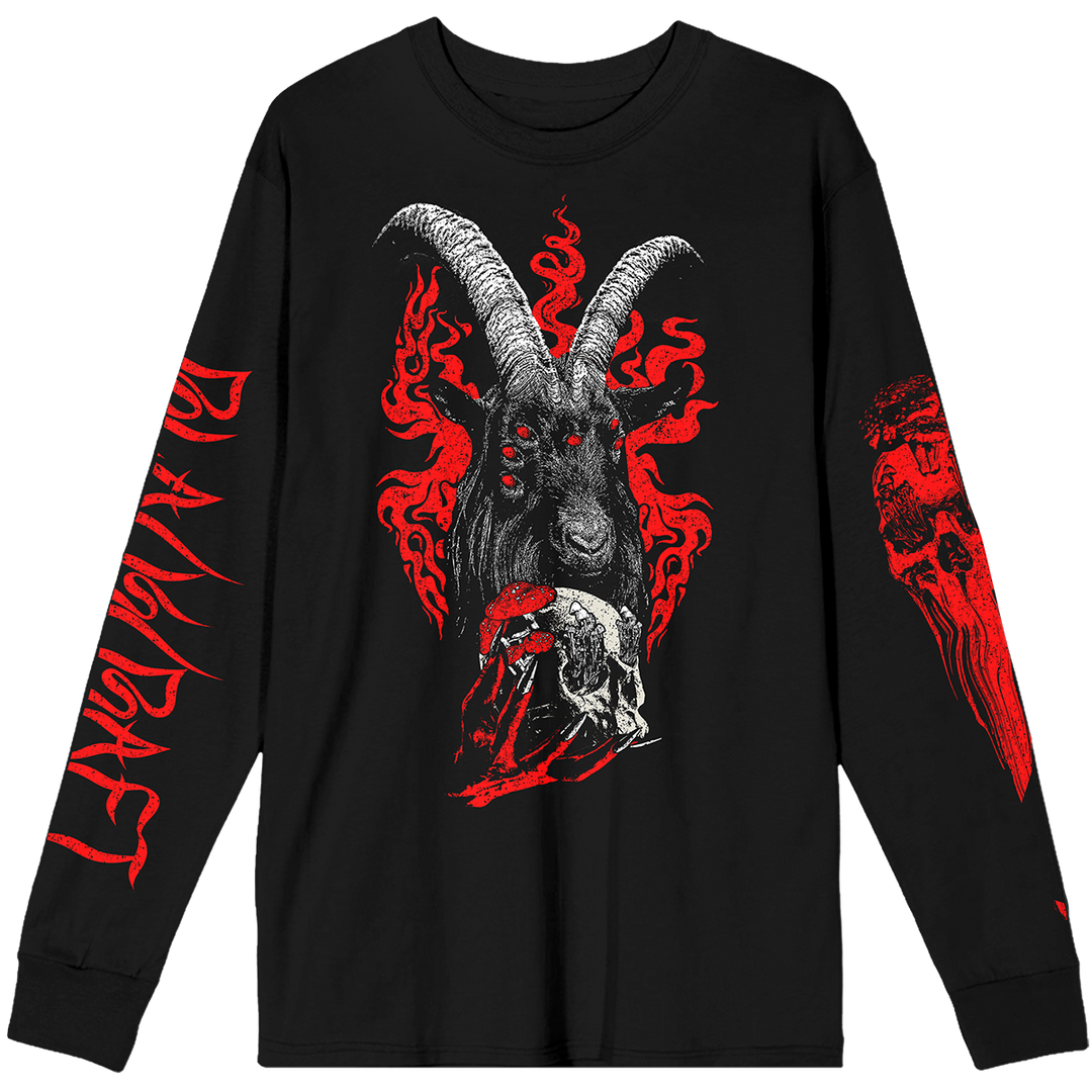 A classic black cotton long sleeve tee shirt with custom Blackcraft artwork on the front and along the sleeves. 