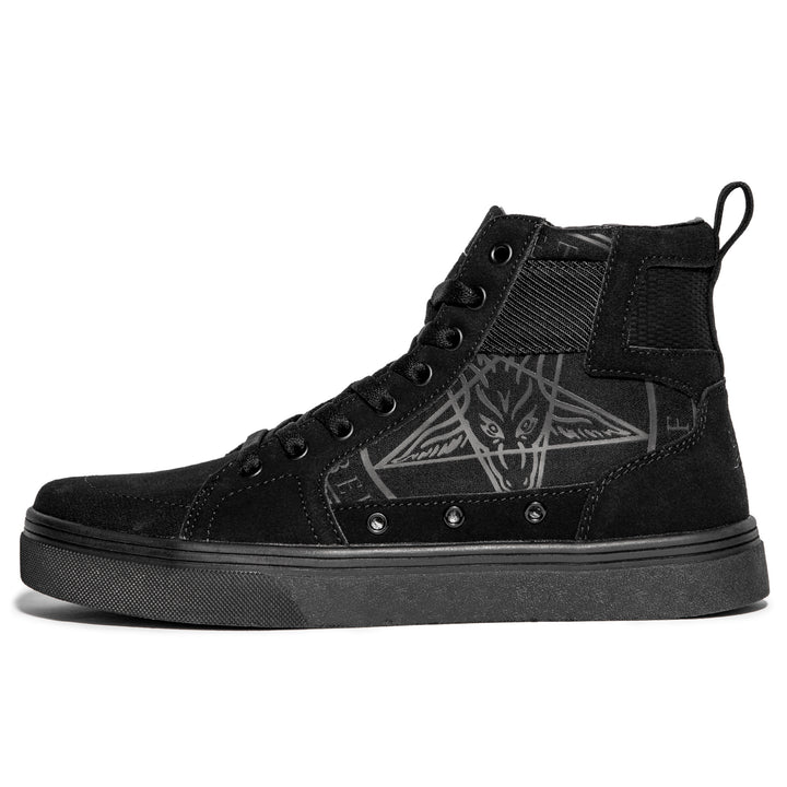 High top sneakers featuring our signature Believe in Yourself artwork on black canvas fabric and custom Blackcraft logo rubber sole.