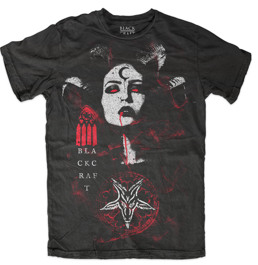 A classic black cotton tee shirt with custom Blackcraft artwork on the front. 